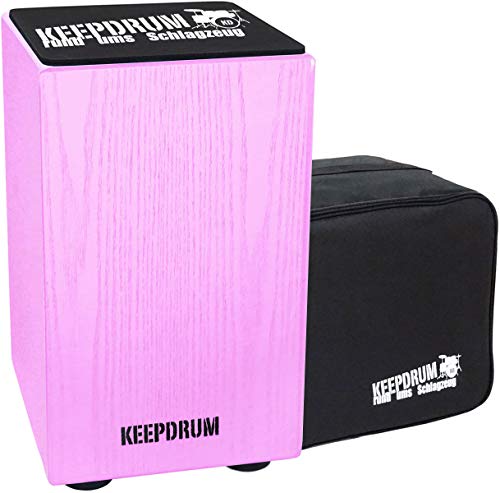 keepdrum DC1M PK Junior Cajon für Kinder Pink Rosa + Tasche + Sitz-Pad von keepdrum