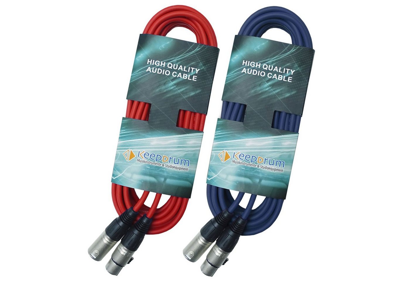 keepdrum DMX-Kabel 2er Set Elektro-Kabel, 3-pol XLR Stecker, zu XLR-Buchse (10 cm), 1x Rot 1x Blau von keepdrum
