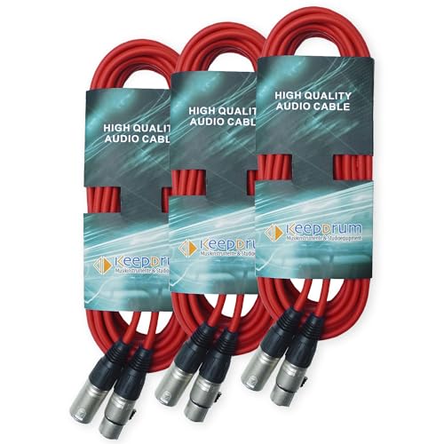 keepdrum DMX Kabel Lichtkabel 3-pol XLR 15m Rot 3 Stück von keepdrum