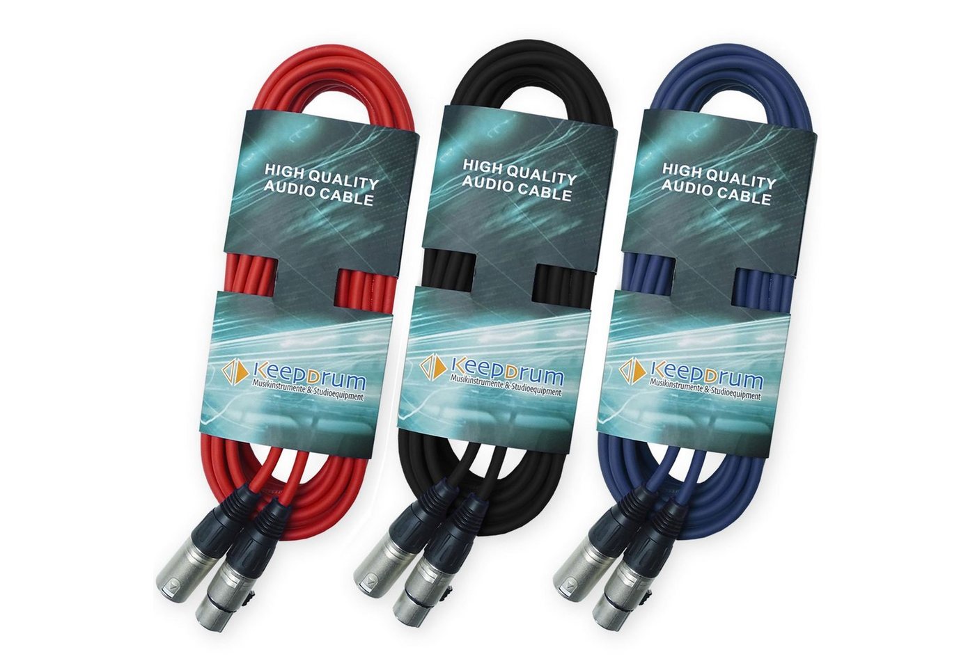 keepdrum DMX-Kabel Lichtkabel Elektro-Kabel, 3-pol XLR Stecker, zu XLR-Buchse (10 cm), Rot, Blau, Schwarz von keepdrum