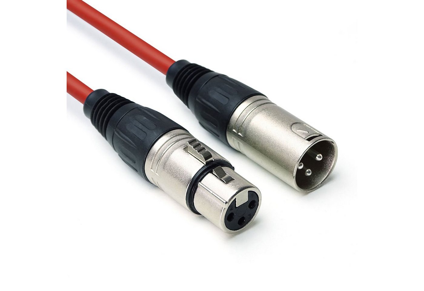 keepdrum DMX-Kabel Lichtkabel Elektro-Kabel, 3-pol XLR Stecker, zu XLR Buchse (3 cm), Rot von keepdrum