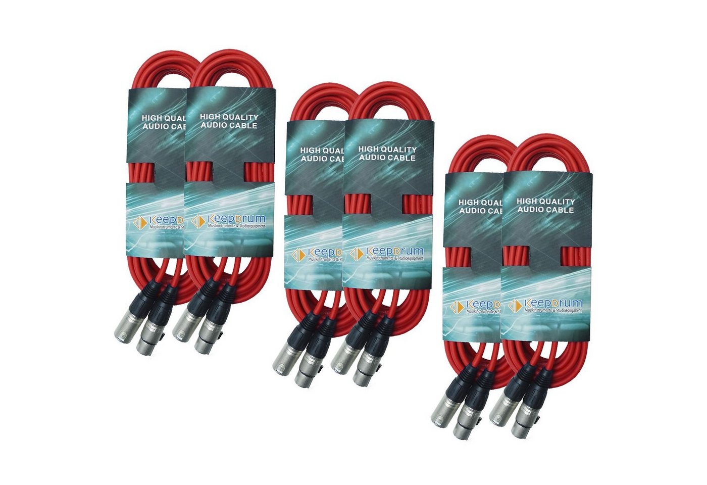 keepdrum DMX-Kabel Lichtkabel Set Elektro-Kabel, 3-pol XLR Stecker, zu XLR-Buchse, je 2x 3m 10m 15m Rot von keepdrum