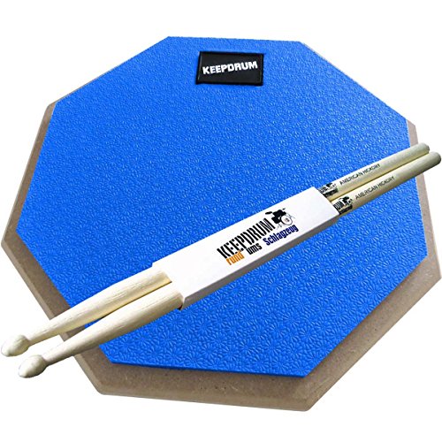 keepdrum DP-BL Practice Pad Blau Drum Übungspad 8mm + 1 Paar Drumsticks von keepdrum