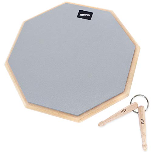 keepdrum DP-GY12 Drum Practice Pad Grau 12" + Schlüsselanhänger Drumsticks von keepdrum