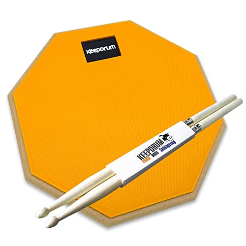 keepdrum DPOR8 Practice Pad Übungspad Orange 8 Zoll + Drumsticks von keepdrum