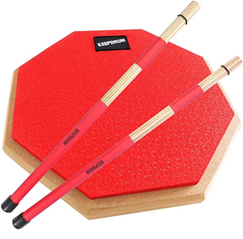 keepdrum DPRD Practice Pad Rot + SV1 Rods 19 Stäbe Drumsticks von keepdrum