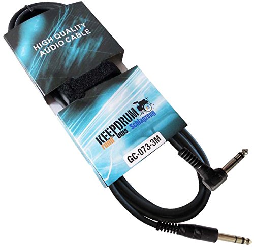 keepdrum GC-073 3m Stereo-Audiokabel | 6,3mm Klinke Winkelstecker | Instrumentenkabel Stereo | Symmetrisches Kabel für Keyboard und andere Audiogeräte von keepdrum