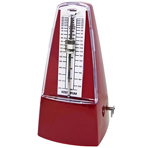 keepdrum GMPL RD mechanisches Metronom mit Glocke Taktgeber aufziehbar Rot von keepdrum