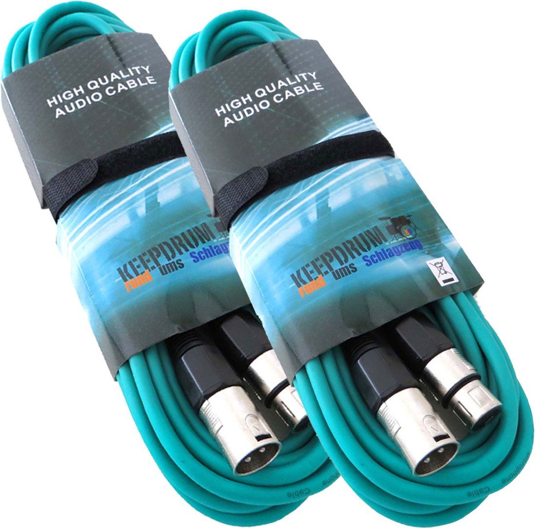 keepdrum MC-001XX 10m Mikrofonkabel Grün Audio-Kabel, XLR, 2 Stück von keepdrum