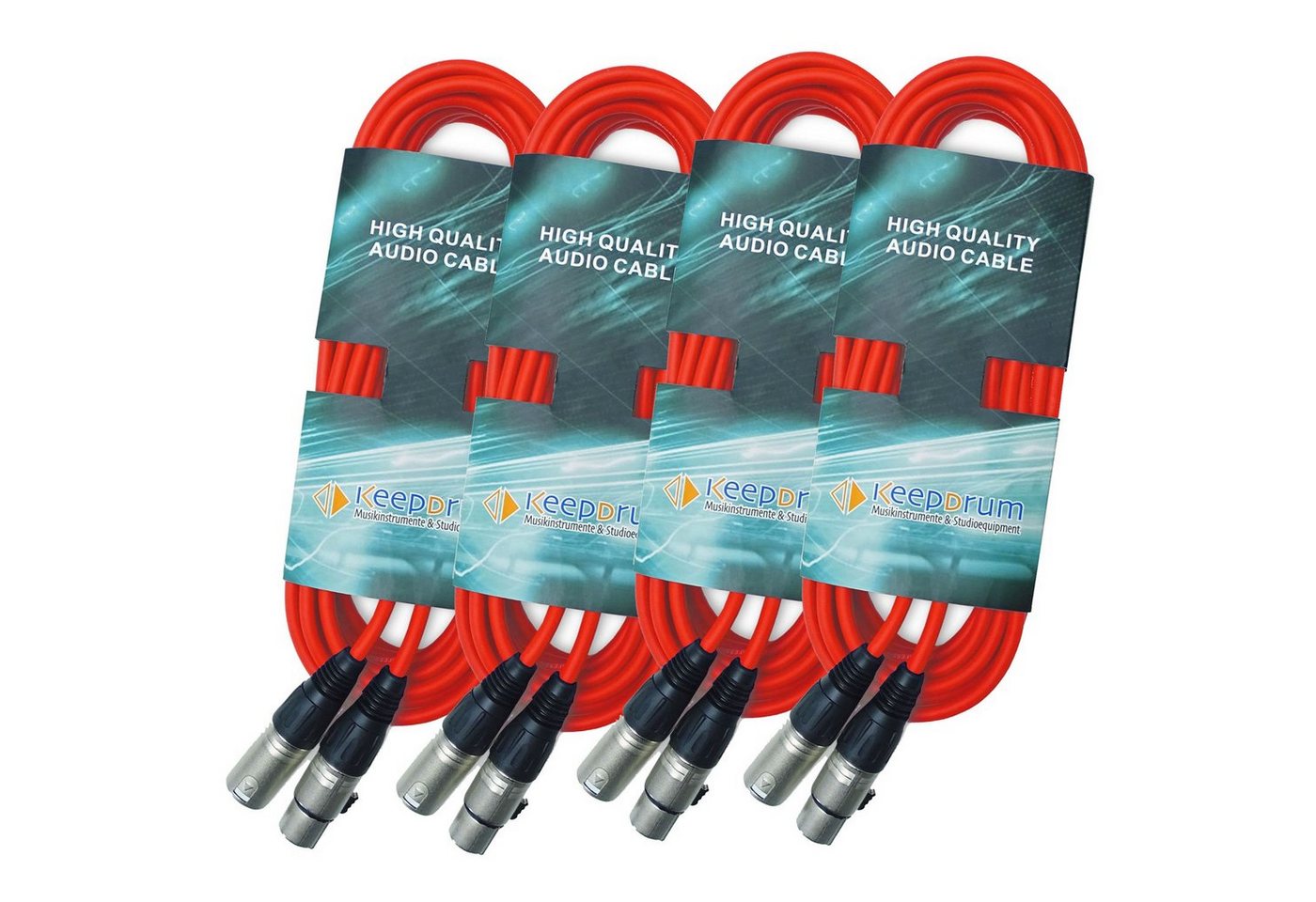 keepdrum MC-001XX 10m Mikrofonkabel Rot Audio-Kabel, XLR, 4 Stück von keepdrum