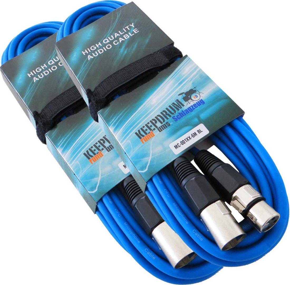 keepdrum MC-001XX 6m Mikrofonkabel Blau Audio-Kabel, XLR, 2 Stück von keepdrum