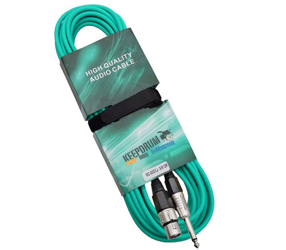 keepdrum MC003XJ 6m Mikrofonkabel Grün Klinke-XLR Audio-Kabel, (600 cm) von keepdrum