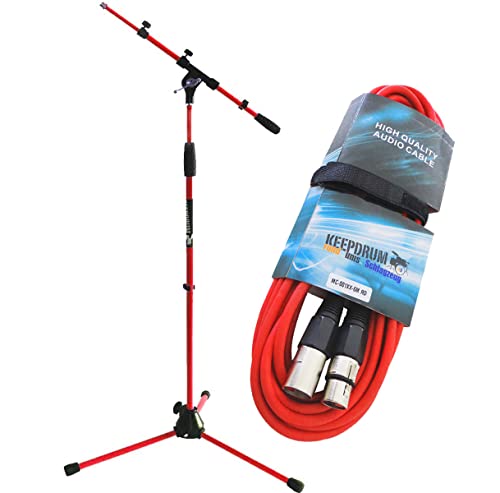 keepdrum MS106 RD Rot Mikrofonständer Stativ mit Galgen + 6m XLR Kabel Rot keepdrum MS106 RD Rot Mikrofonständer Stativ mit Galgen + 6m XLR Kabel Rot von keepdrum