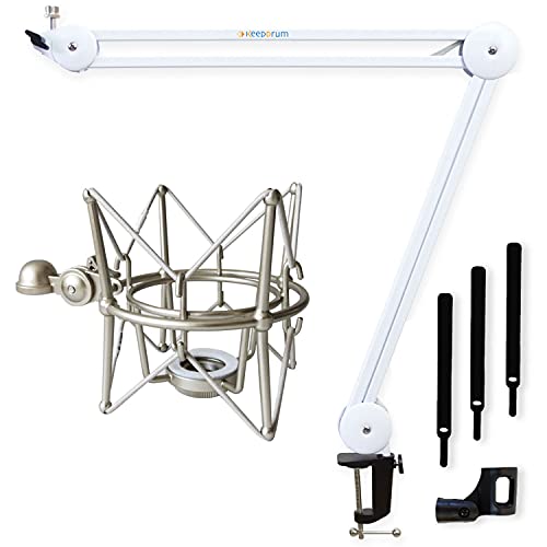 keepdrum MS138 Mikrofonarm Weiss + MS088 Mikrofon-Spinne für Rode Mikrofone von keepdrum