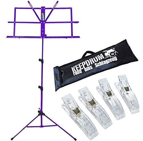 keepdrum MUS2 FL Flieder Notenständer Lila + Tasche + 4 Stück Clip Notenklammer keepdrum MUS2 FL Flieder Notenständer Lila + Tasche + 4 Stück Clip Notenklammer von keepdrum