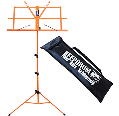 keepdrum MUS2OR Notenstaender Notenpult Orange + Trage-Tasche von keepdrum