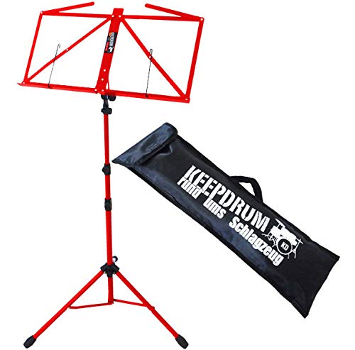 keepdrum MUS3 RD Notenständer Rot + Tasche + 4 Notenklammern keepdrum MUS3 RD Notenständer Rot + Tasche + 4 Notenklammern von keepdrum