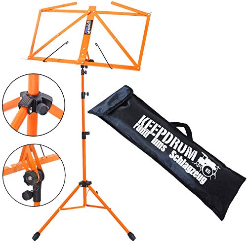 keepdrum MUS3OR Notenstaender Notenpult Orange mit Tasche Bag von keepdrum