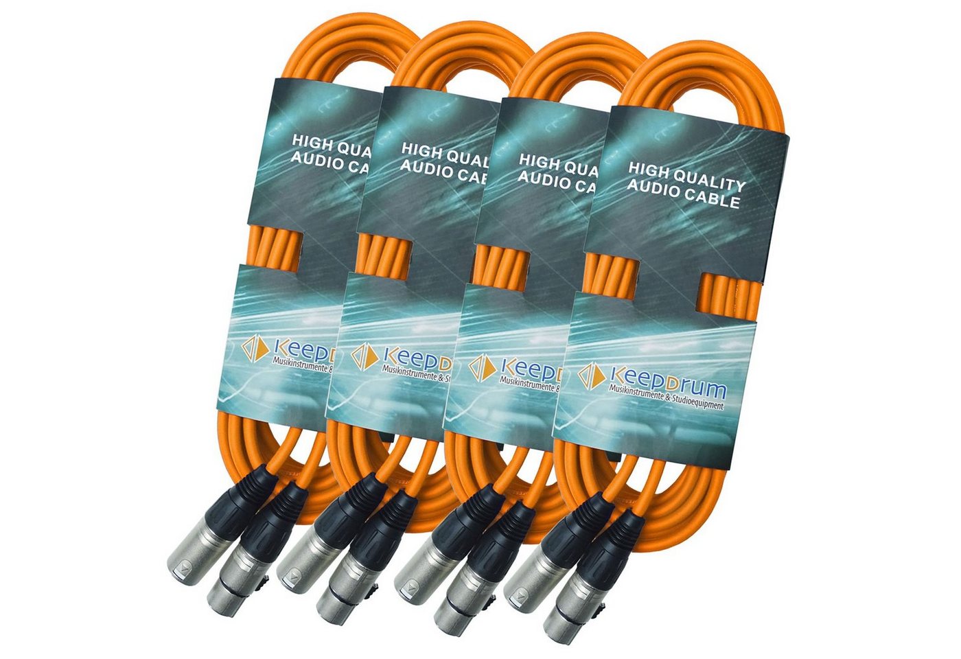 keepdrum Mikrofonkabel 10m Orange Audio-Kabel, XLR, 4 Stück von keepdrum