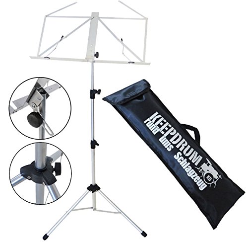 keepdrum Notenpult Notenständer Silber mit Tragetasche Bag Silver Metallic von keepdrum