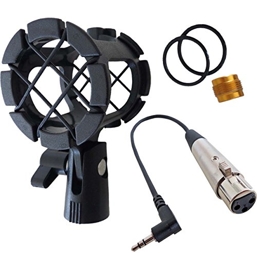 keepdrum PCMH1 Mikrofon-Spinne elastische Halterung + MC-025XJ 0,3m XLR3F - 3,5mm TRS Kabel von keepdrum