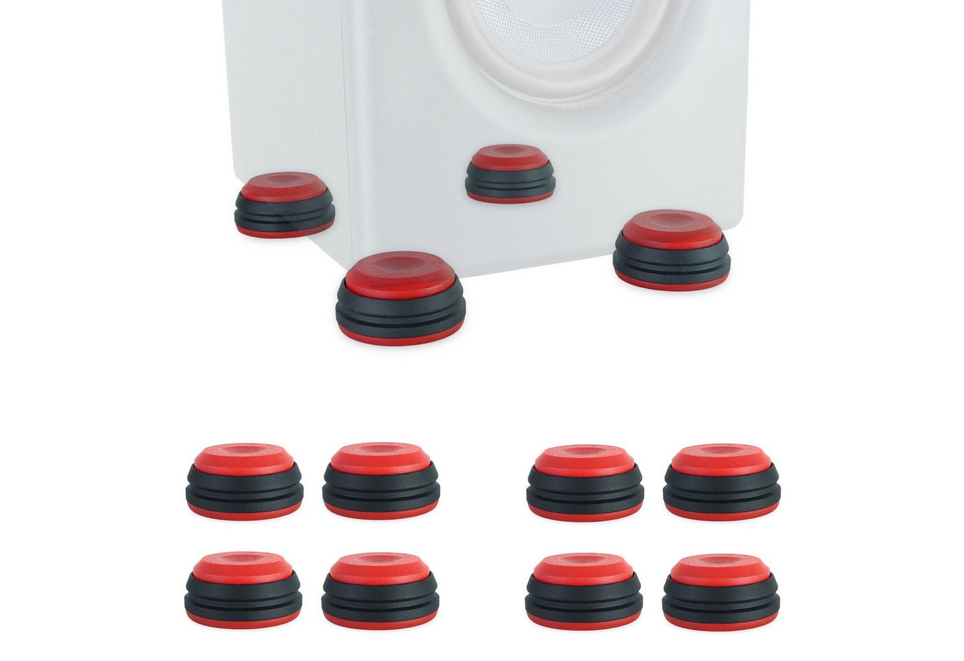 keepdrum SSA300RD Lautsprecherständer, (bis 10,00 Zoll, Boxen-Füße, Schwingungsdämpfer 8-Stück, in Rot) von keepdrum