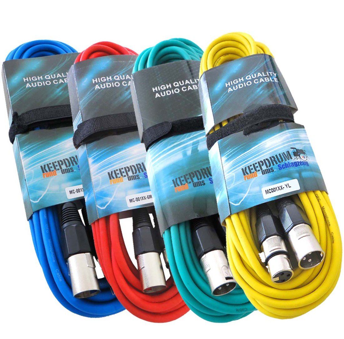 keepdrum keepdrum 10m Mikrofonkabel XLR Set RD BL GR YW 4 Kabel Audio-Kabel keepdrum keepdrum 10m Mikrofonkabel XLR Set RD BL GR YW 4 Kabel Audio-Kabel von keepdrum