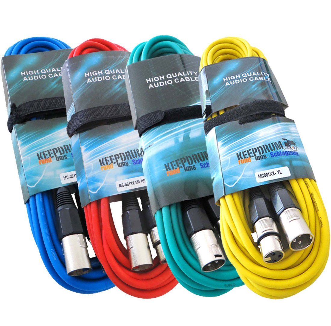 keepdrum keepdrum 6m Mikrofonkabel Set XLR RD-BL-GR-YW 4 Stück Audio-Kabel keepdrum keepdrum 6m Mikrofonkabel Set XLR RD-BL-GR-YW 4 Stück Audio-Kabel von keepdrum