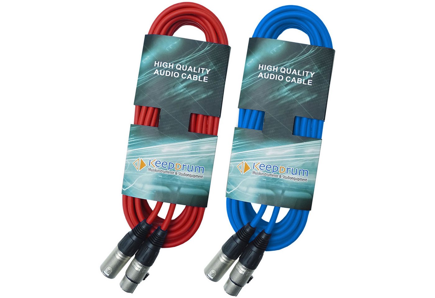 keepdrum keepdrum DMX Kabel 10m 3-pol XLR 1x Rot 1x Blau Elektro-Kabel, 3-pol XLR Stecker, zu XLR-Buchse (10 cm), 1x Rot 1x Blau von keepdrum