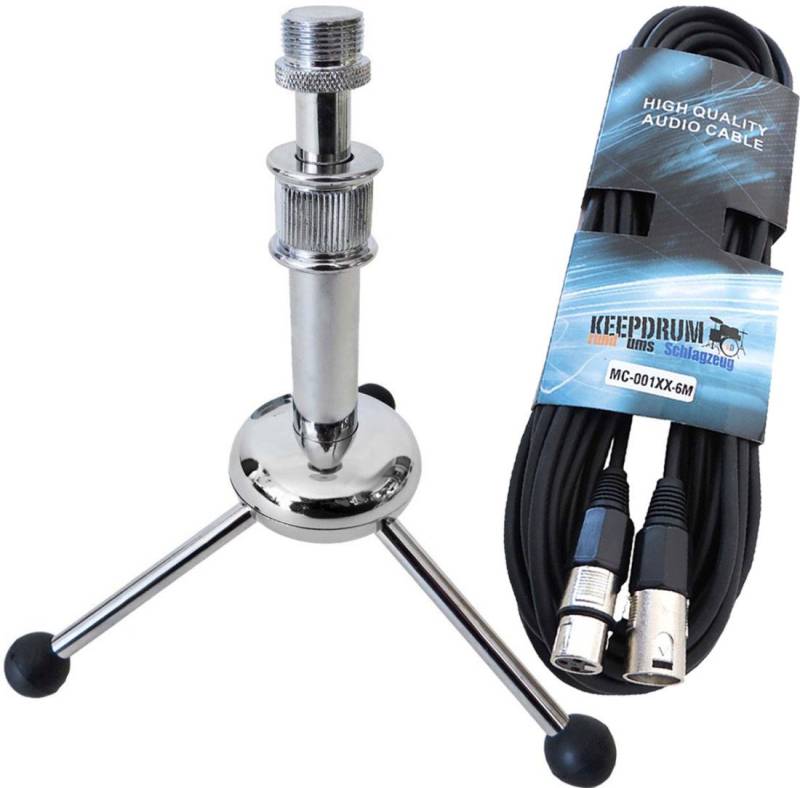 keepdrum keepdrum MS055 Mikrofonstativ mit Mikrofonkabel Mikrofon-Halterung, (mit Mikrofonkabel, Tischstativ) von keepdrum