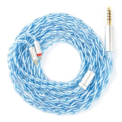 KBEAR 7030 2-poliges IEM-Kabel, 4,4 mm, Kopfhörer-Verlängerung, blau, geflochtenes 4-strängiges Ohrhörerkabel für Truthhear Zero/Hexa, Simgot EW100P/EW200, Kiwi Orchestra Lite, Moondrop Aria/Blessing von keephifi