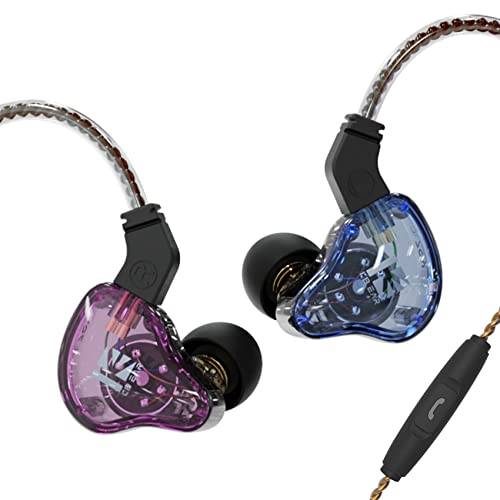 keephifi KBEAR KS2 in Ear Monitoren Ohrhörer IEM kopfhörer 1BA + 1DD IEM, 10 mm Verbundmembran-Einheiten in Ohr-Monitoren, 6N OFC-Kopfhörer, abnehmbare Kabel, HiFi-Bass(blau-violett,mit mikro) von keephifi