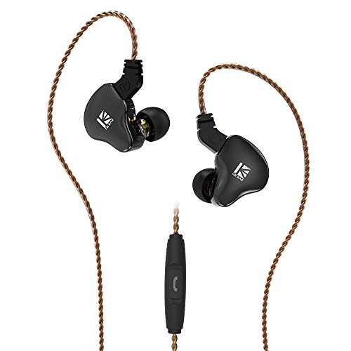 KEEPHiFi KBEAR KS2 Kabelgebundene Kopfhörer, 1BA + 1DD, 10 mm Verbundmembran-Einheiten in Ohr-Monitoren, 6N OFC-Kopfhörer, abnehmbare Kabel, geräuschisolierende Ohrhörer (mit Mikrofon, schwarz) von keephifi