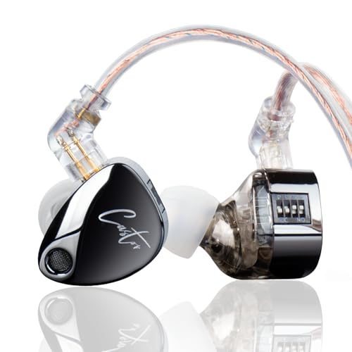 KZ Castor In Ear Monitor, Dual Dynamic Treiber, kabelgebundenes HiFi IEM, verbesserte Bass Sound abstimmung für In-Ear-Kopfhörer, abnehmbares 2-poliges Kabel (schwarz verbesserter Bass,kein Mikro) von keephifi