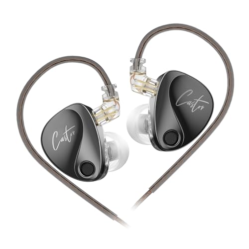 KZ Castor In Ear Monitor, Dual Dynamic Treiber, kabelgebundenes HiFi IEM, verbesserte Bass Sound abstimmung für In-Ear-Kopfhörer, abnehmbares 2-poliges Kabel (schwarz verbesserter Bass,kein Mikro) von keephifi