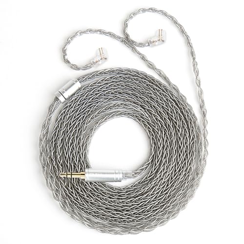Keephifi 2M IEM Kabel Kopfhörerkabel KBEAR ST12 Plus 8-adrig 4N OFC versilbert geflochtenes Kopfhörer-Verlängerungskabel 2 Meter Grey,2PIN-C 3,5mm-Stecker für KZ EDX PRO/ZSN PRO/ZS10 PROX(Grey,2PIN-C) von keephifi