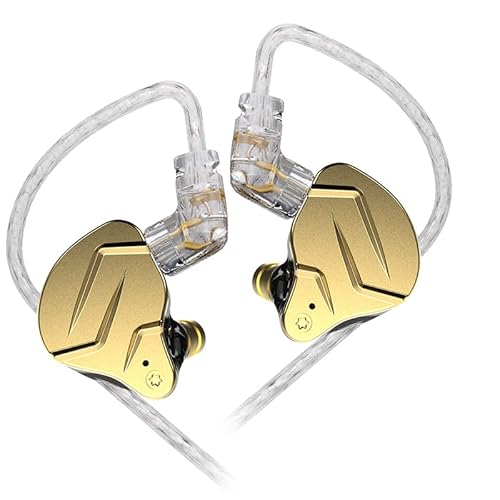 Keephifi KZ ZSN Pro X IEM Kopfhörer, 1BA + 1DD Hybrid In-Ear-Monitor, Geräuschunterdrückung, passgenau, 3.5 mm Klinken-Kopfhörer, Computer (Gold, kein Mikrofon) von keephifi