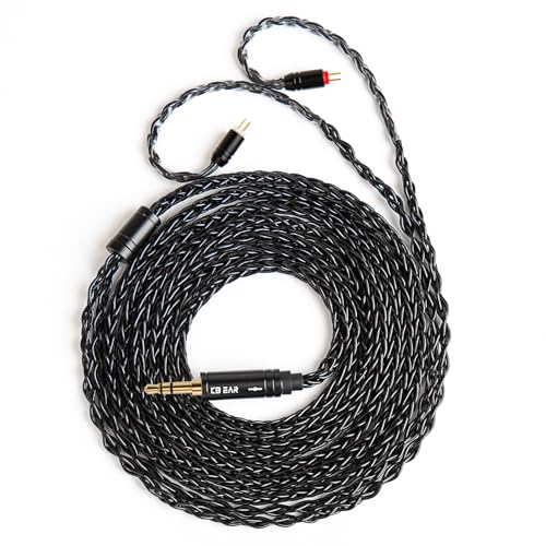 keephifi 2 Meter IEM Kabel Kopfhörerkabel KBEAR ST12 Plus 8-adriges 4N OFC versilbertes geflochtenes Kopfhörer-Verlängerungskabel 2PIN-Standard 3,5mm-Stecker für KZ ZST/EDX/ZS10/AS10(Schwarz,2PIN-S) von keephifi