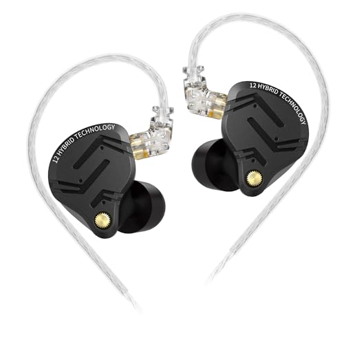 keephifi KZ ZS12 PRO X IEM, 1DD 5BA IEM kopfhörer KZ In-Ear-Monitor-Ohrhörer KZ IEM mit hochreinem versilbertem Kabel für verlustfreie Übertragung (Standard Version, kein Mikro) von keephifi