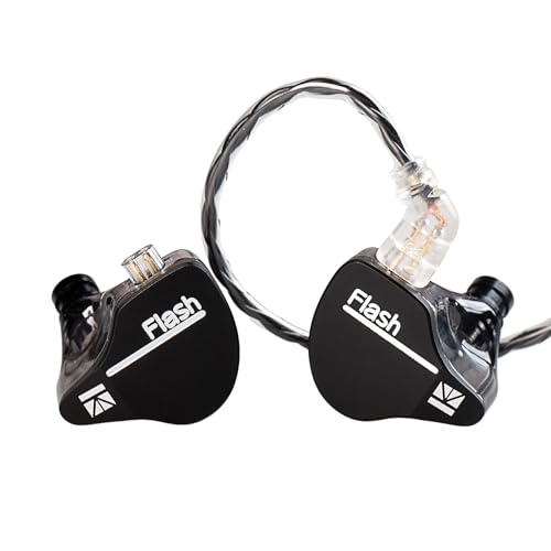 keephifi Kbear IEM Flash 1BA+1DD Kopfhörer HiFi in Ear Monitor, In-Ear Monitor mit CNC-Deckel, dynamischer Treiber 10 mm, abnehmbares Kabel(Schwarz, kein Mikro) von keephifi