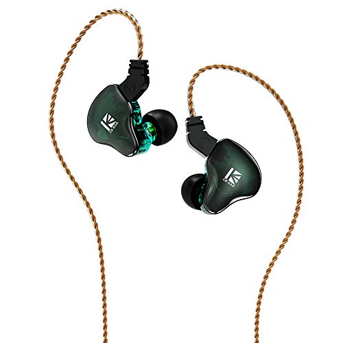 keephifi KBEAR KS2 Kabelgebundene Kopfhörer, 1BA + 1DD IEM kopfhörer, 10 mm Verbundmembran-Einheiten, 6N OFC-Kopfhörer abnehmbare Kabel, geräuschisolierende Ohrhörer (Grün,kein mikro) von keephifi