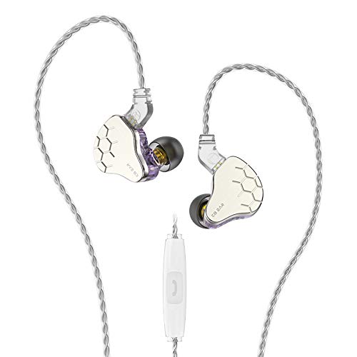 keephifi KBEAR Lark IEM Kopfhörer In-Ear-Monitor für klaren Sound, 1BA+1DD IEM mit 2-poligem abnehmbarem Kabel-Headset, HiFi-Bass Ohrhörer für Musiker, Sänger, Audiophile (Violett, mit mikro) von keephifi