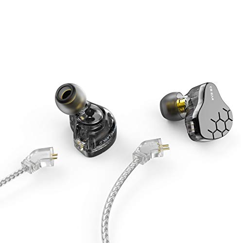 keephifi KBEAR Lark IEM Kopfhörer In-Ear-Monitor für klaren Sound, 1BA+1DD IEM mit 2-poligem abnehmbarem Kabel-Headset, HiFi-Bass Ohrhörer für Musiker, Sänger, Audiophile (grau, mit mikro) von keephifi