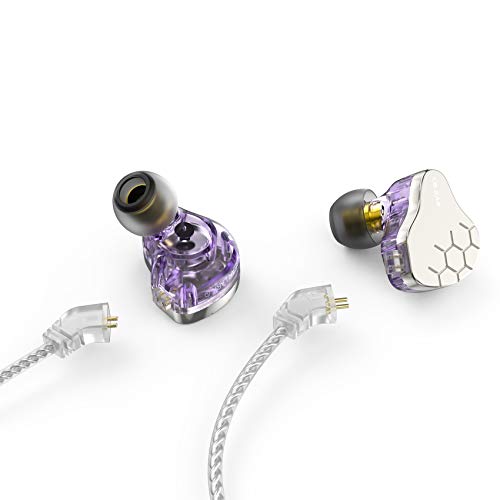 keephifi KBEAR Lark IEM Kopfhörer In-Ear-Monitor für klaren Sound, 1BA+1DD IEM mit 2-poligem abnehmbarem Kabel-Headset, HiFi-Bass Ohrhörer für Musiker, Sänger, Audiophile (Violett, kein mikro) von keephifi