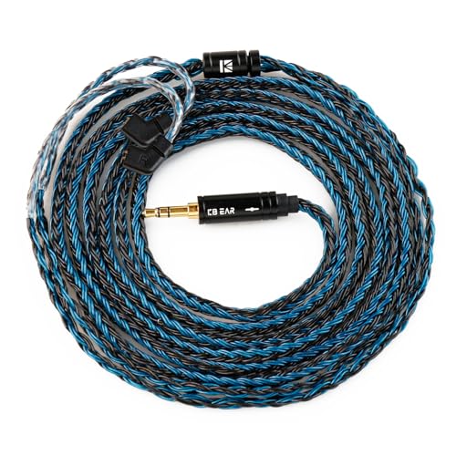 keephifi KBEAR ST16 Plus IEM Kabel Kopfhörerkabel, 2 meter, 16-adrig 2 m 5N OCC, versilbert, geflochtenes Verlängerungskabel für Kopfhörer, mit 3,5 mm vergoldetem Stecker (3,5 mm QDC, Schwarzblau) von keephifi