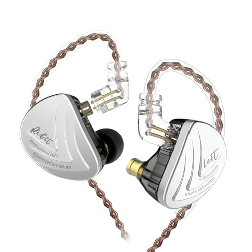 keephifi KZ AS16 In-Ear-Monitor-Kopfhörer, In-Ear-Kopfhörer, IEM-HiFi-Kopfhörer mit 8BA symmetrischem Armature-Treiber, 3,5-mm-Audio-Steckerkabel (Schwarz, kein Mikrofon) von keephifi