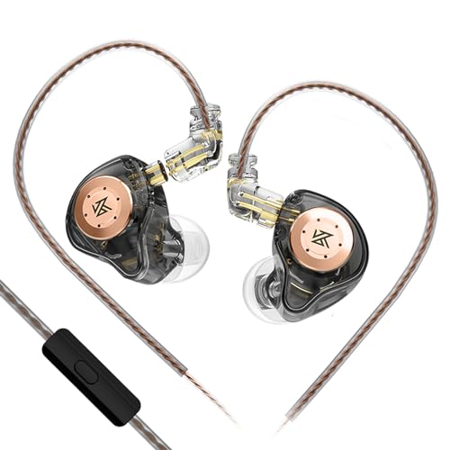 keephifi KZ EDX Pro In-Ear-Monitor mit Mikrofon, kabelgebunden, HiFi-Stereo-Kopfhörer, kabelgebunden, Dual-DD-IEM-Kopfhörer mit abnehmbarem Kabel für Musiker, Audiophilen (schwarz, mit Mikrofon) von keephifi