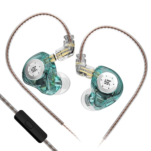 keephifi KZ EDX Pro In-Ear-Monitore KZ IEM Kopfhörer mit Mikrofon, Dual DD HiFi Stereo Sound kabelgebundene Kopfhörer Geräuschunterdrückung Ohrhörer (Cyan, mit Mikrofon) von keephifi