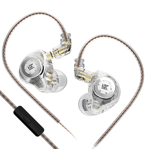 keephifi KZ EDX Pro In-Ear-Monitore mit Mikrofon KZ IEM Kopfhörer Dual DD HiFi Stereo Sound Wired Earphones Noise Cancelling Earbuds for Musicians Singer Audiophiles (Weiß, mit Mikrofon) von keephifi