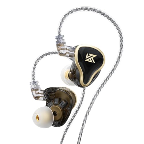keephifi KZ ZAS KZ IEM Kopfhörer Kabel Ohrhörer 16 Einheit Hybrid Kopfhörer 7BA+1DD IEM KZ In Ear Monitor IEM Kopfhörer mit 8 Kernen Silber plattiert,versilbertes Kabel (Schwarz, kein mikro) von keephifi